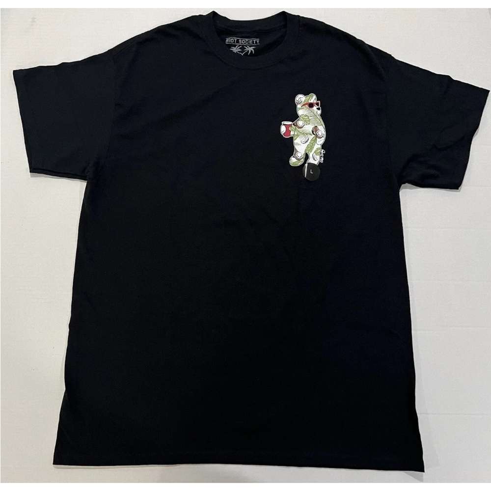 Riot Society Bear Coconut Red Solo Cup Green Palm Black T-Shirt NEW SMALL